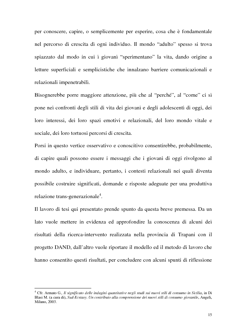 Anteprima della tesi: Il fenomeno delle assunzioni di nuove droghe nei giovani trapanesi. Stili comportamentali tra normalità e disagio, Pagina 13
