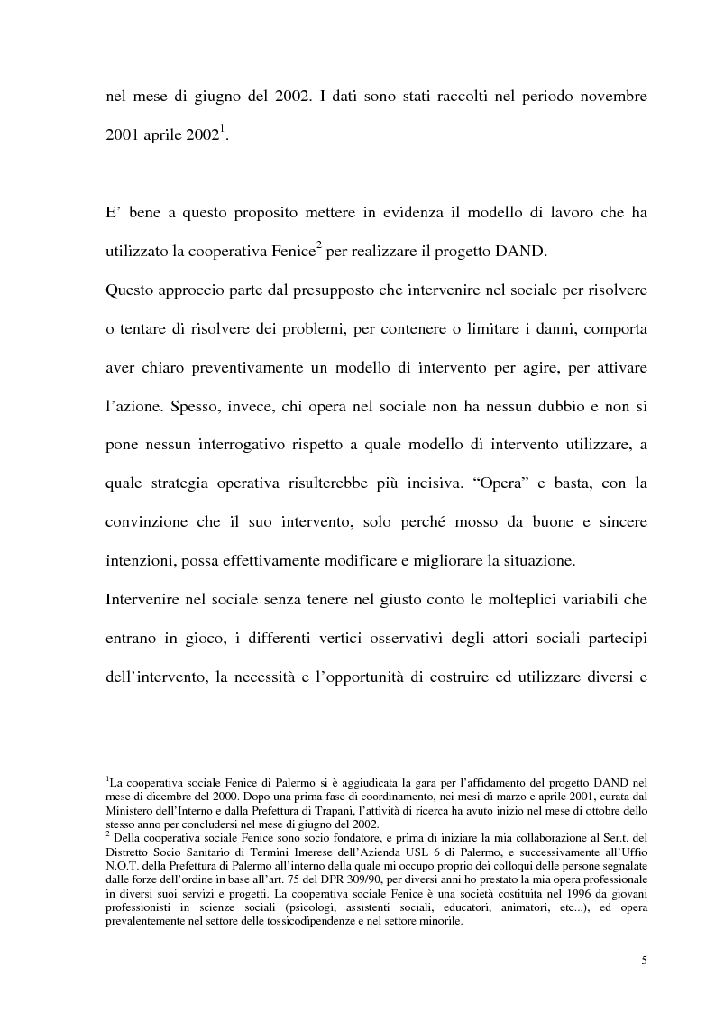 Anteprima della tesi: Il fenomeno delle assunzioni di nuove droghe nei giovani trapanesi. Stili comportamentali tra normalità e disagio, Pagina 3
