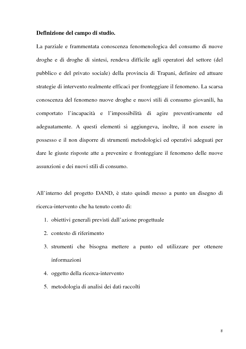 Anteprima della tesi: Il fenomeno delle assunzioni di nuove droghe nei giovani trapanesi. Stili comportamentali tra normalità e disagio, Pagina 6