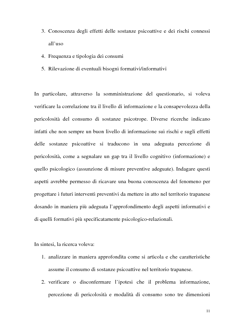 Anteprima della tesi: Il fenomeno delle assunzioni di nuove droghe nei giovani trapanesi. Stili comportamentali tra normalità e disagio, Pagina 9