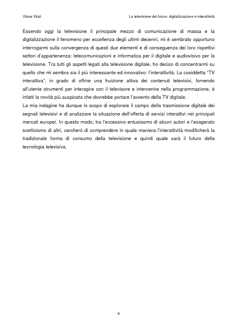 Anteprima della tesi: La televisione del futuro: digitalizzazione e interattività, Pagina 2