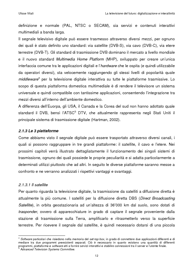 Anteprima della tesi: La televisione del futuro: digitalizzazione e interattività, Pagina 8