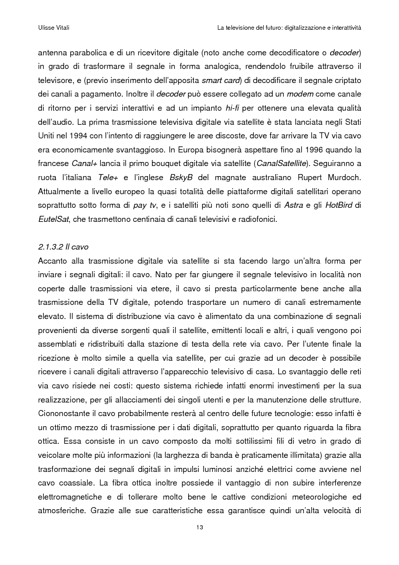 Anteprima della tesi: La televisione del futuro: digitalizzazione e interattività, Pagina 9