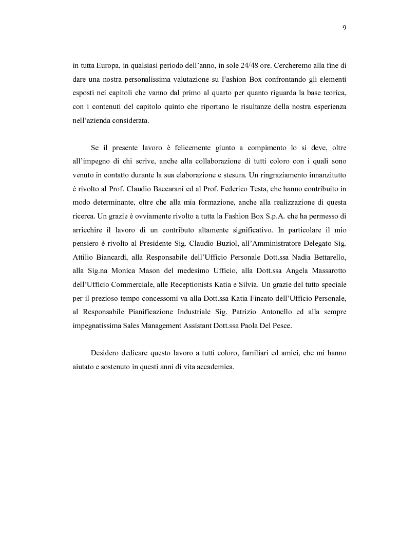 Anteprima della tesi: La Time Based Competition nel settore tessile abbigliamento: il caso Fashion Box Replay, Pagina 3
