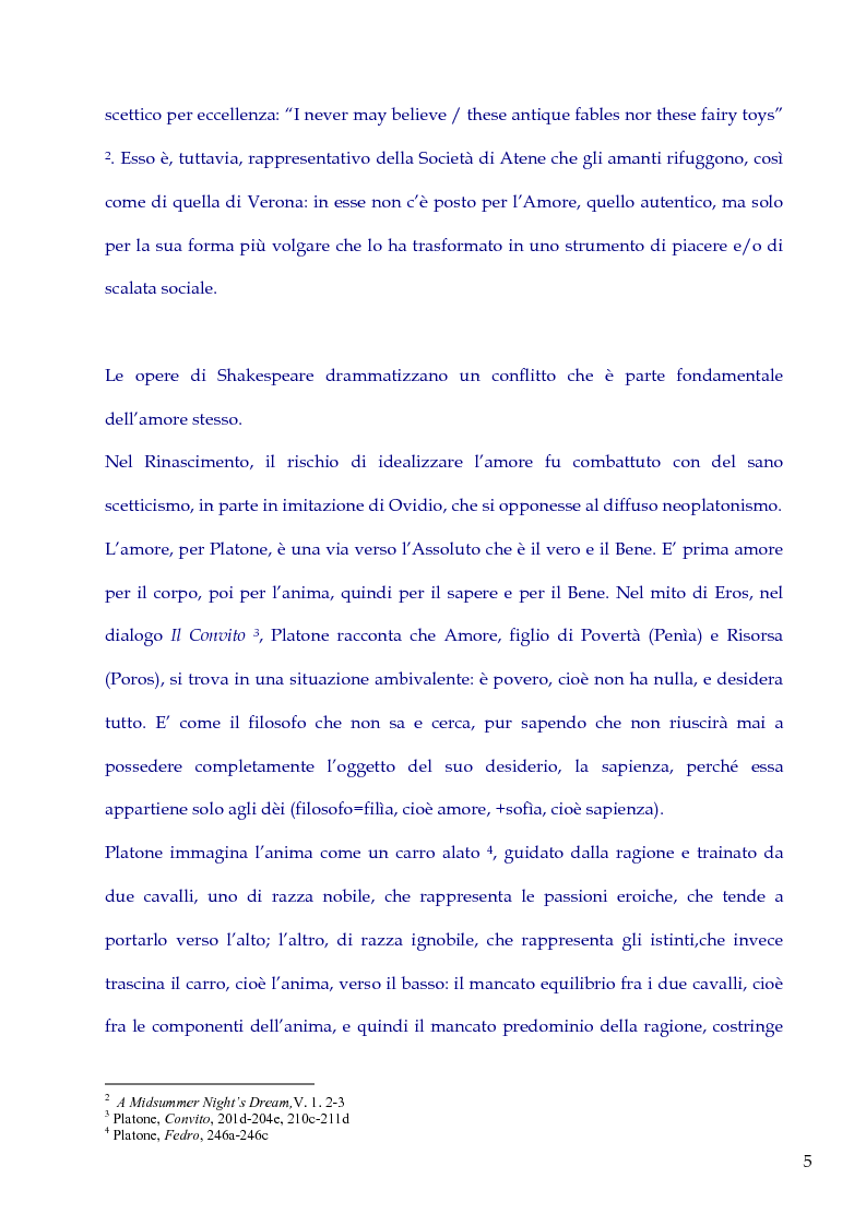 Anteprima della tesi: Love's such stuff as Dreams are made on. Il rapporto tra Amore e Sogno in Romeo and Juliet e in A Midsummer Night's Dream, Pagina 3