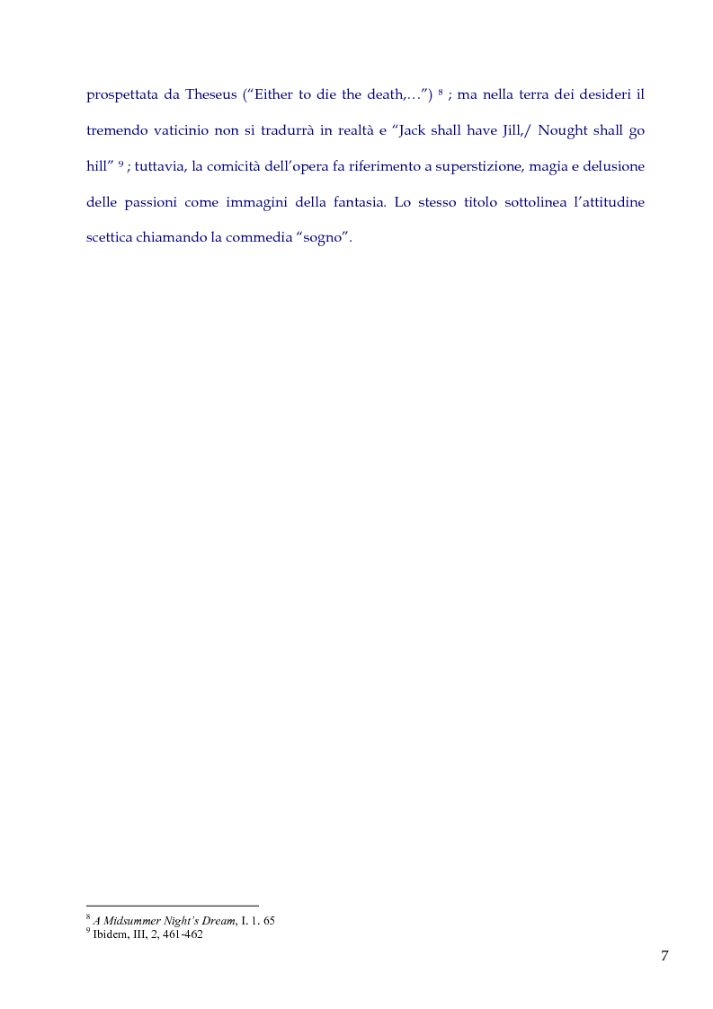 Anteprima della tesi: Love's such stuff as Dreams are made on. Il rapporto tra Amore e Sogno in Romeo and Juliet e in A Midsummer Night's Dream, Pagina 5
