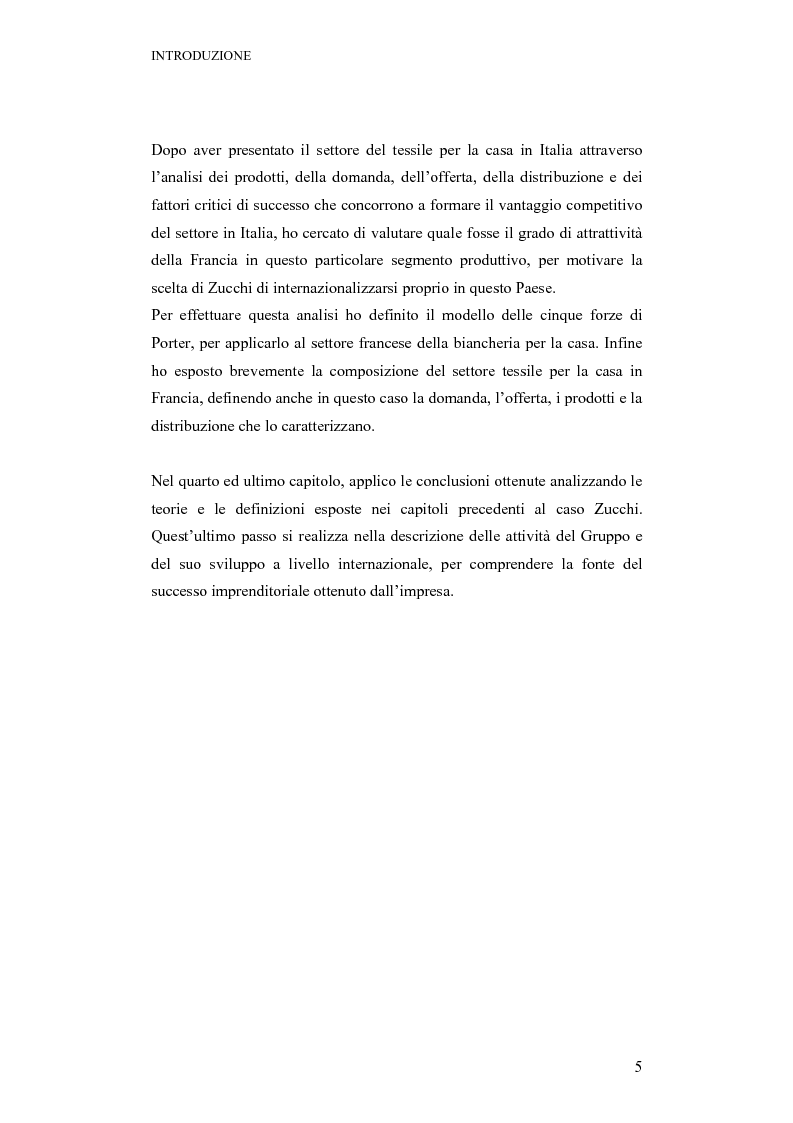 Anteprima della tesi: La strategia ed il processo di internazionalizzazione di un'impresa operante nel settore della biancheria per la casa: il Gruppo Zucchi, Pagina 5