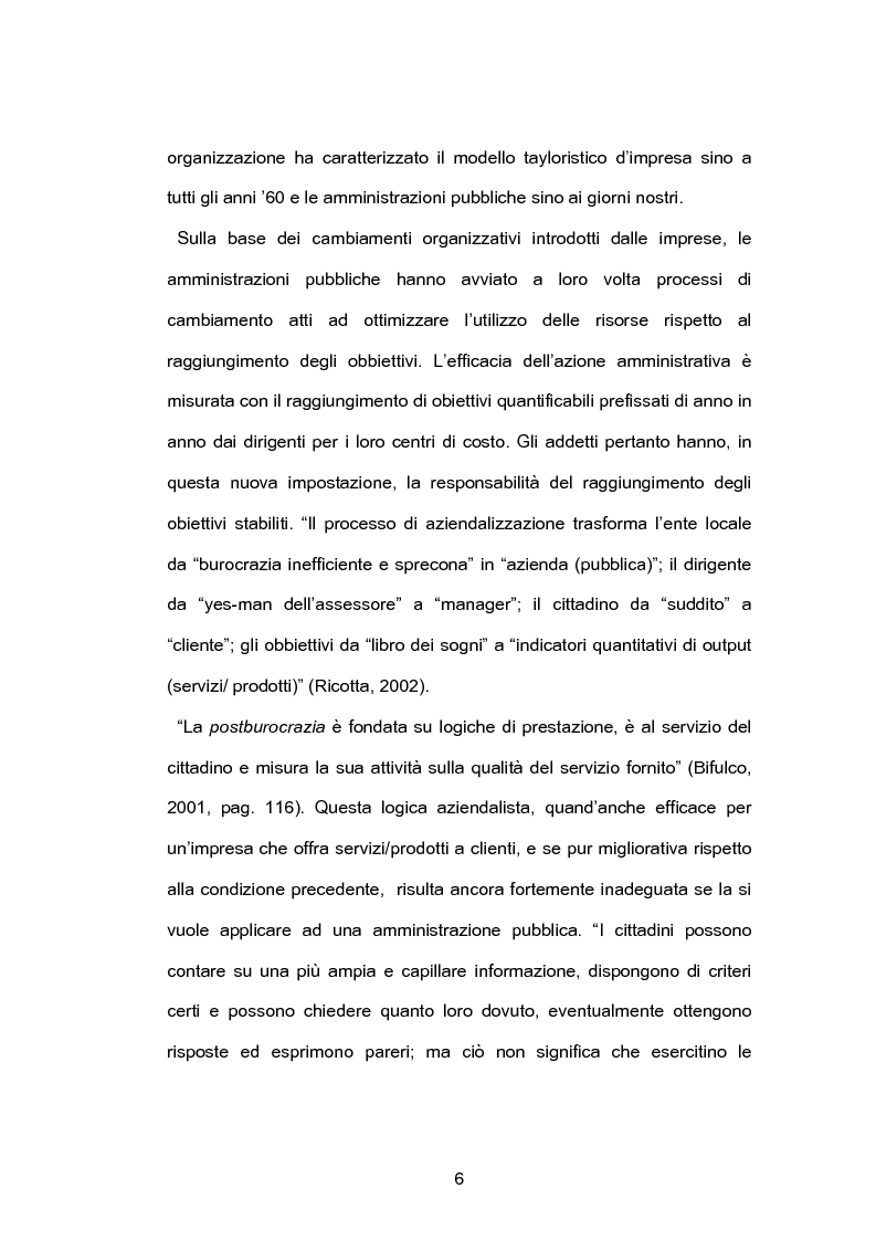 Anteprima della tesi: Pubblica amministrazione e partecipazione. Quale Amministrazione e per quale partecipazione?, Pagina 5