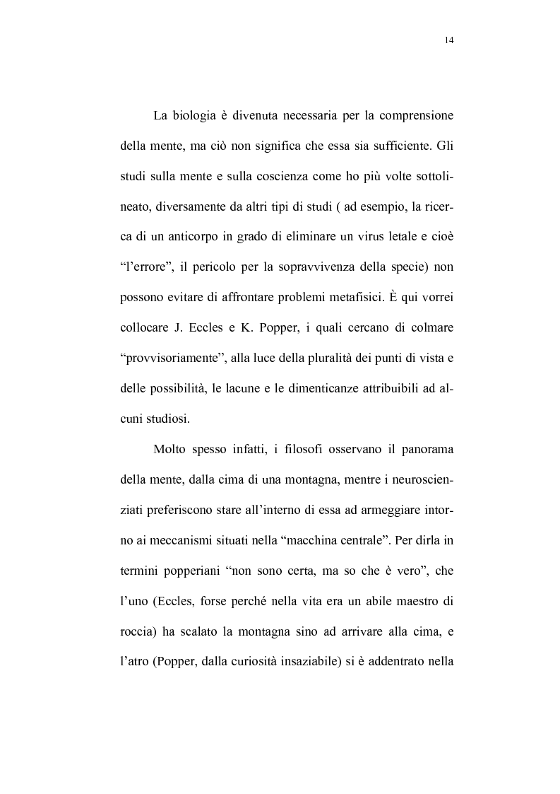 Anteprima della tesi: Evoluzione del rapporto mente-cervello nel pensiero di K.R. Popper e J.C. Eccles, Pagina 11