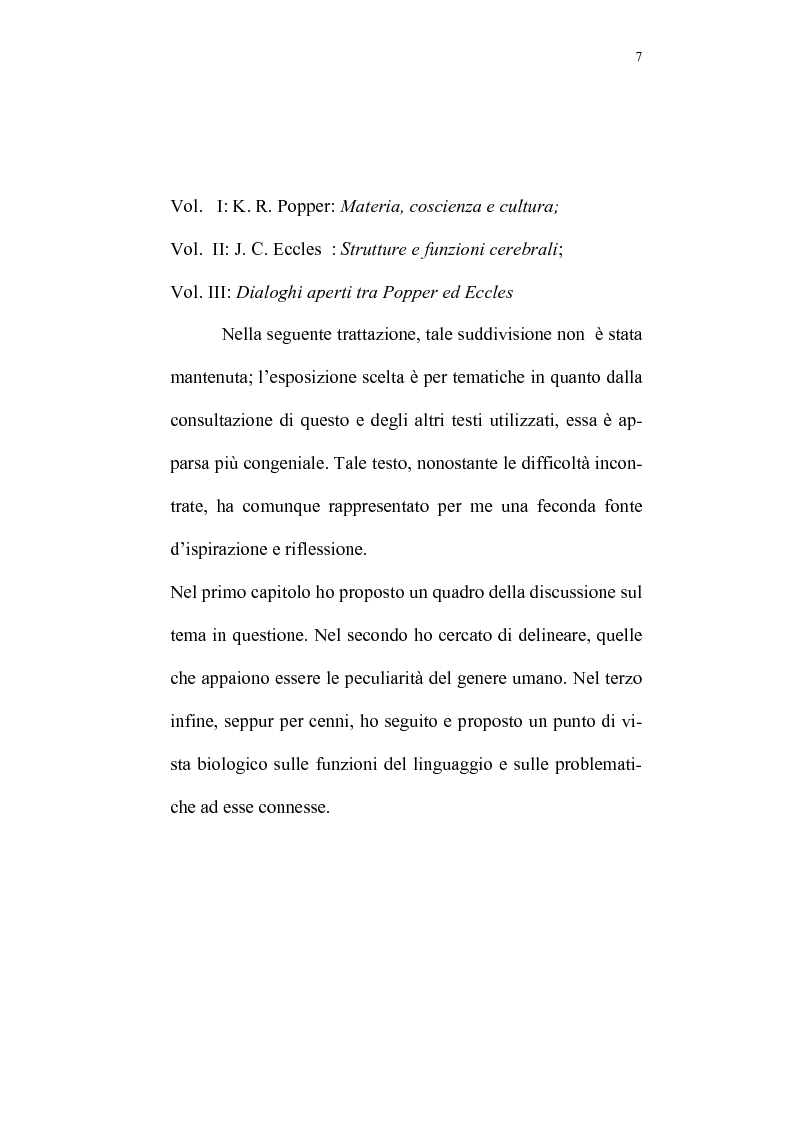 Anteprima della tesi: Evoluzione del rapporto mente-cervello nel pensiero di K.R. Popper e J.C. Eccles, Pagina 4