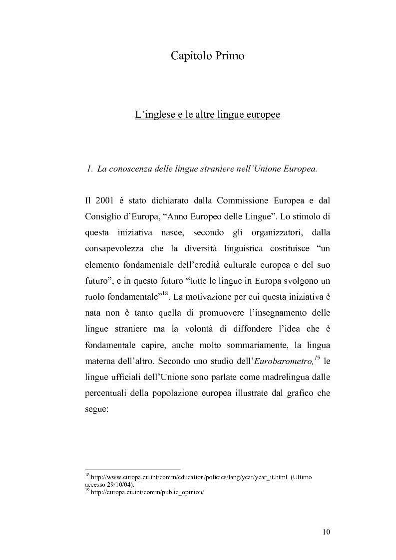 Anteprima della tesi: Studi di interferenza linguistica: americanismi e anglicismi., Pagina 10