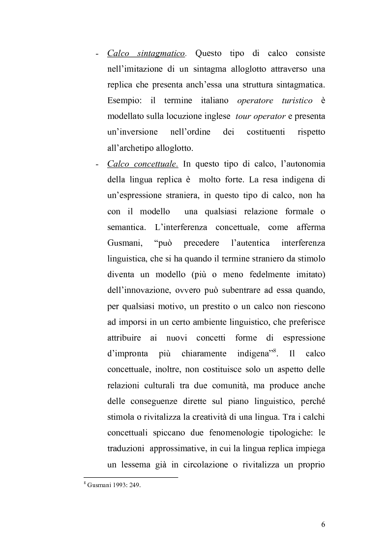 Anteprima della tesi: Studi di interferenza linguistica: americanismi e anglicismi., Pagina 6
