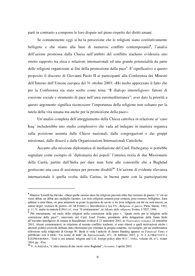 Anteprima della tesi: Il ruolo della Chiesa cattolica nella promozione della pace e della sicurezza internazionali: la Santa Sede ed il conflitto iracheno 2002-2004, Pagina 3
