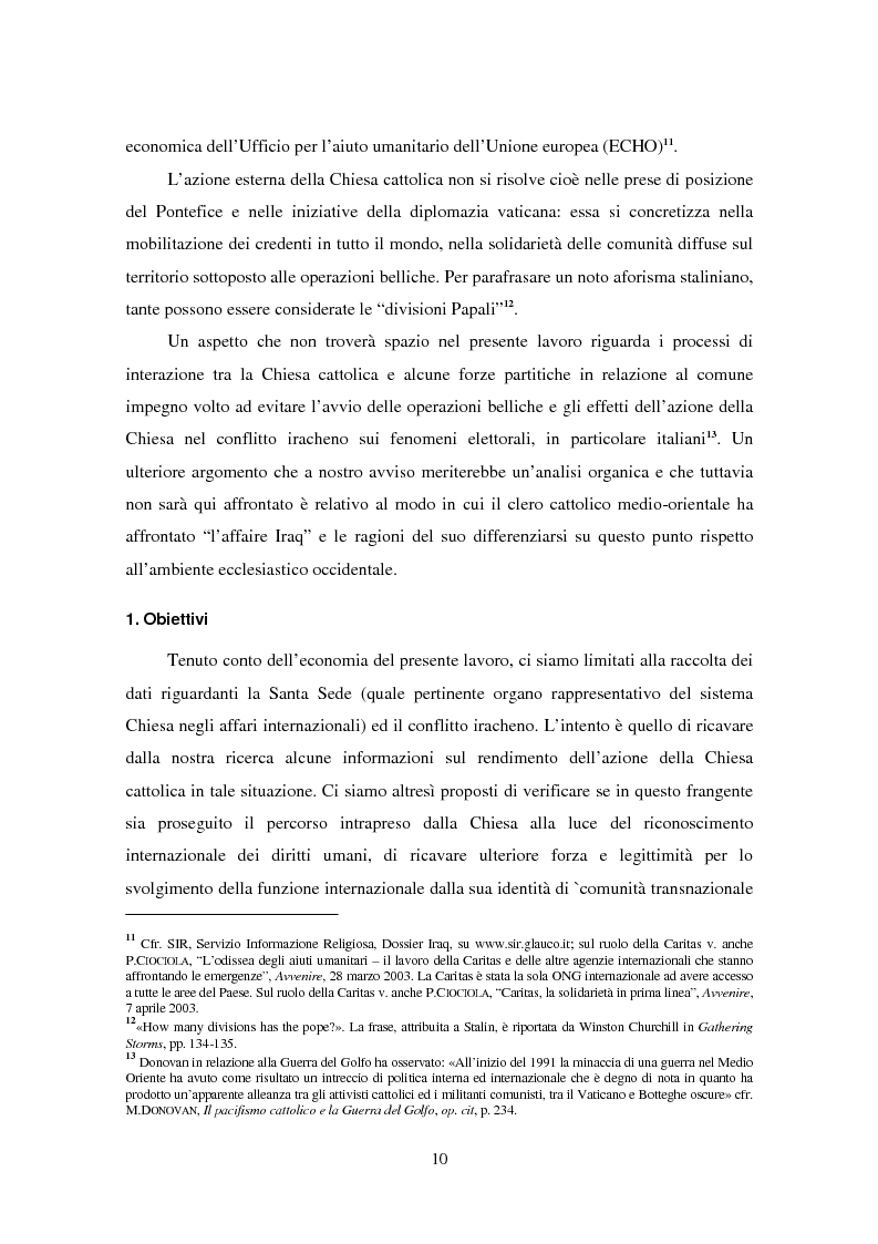 Anteprima della tesi: Il ruolo della Chiesa cattolica nella promozione della pace e della sicurezza internazionali: la Santa Sede ed il conflitto iracheno 2002-2004, Pagina 4