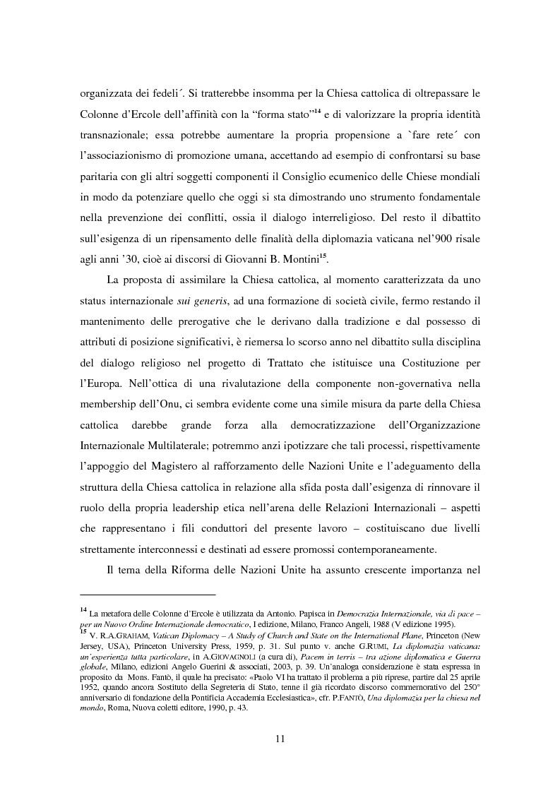 Anteprima della tesi: Il ruolo della Chiesa cattolica nella promozione della pace e della sicurezza internazionali: la Santa Sede ed il conflitto iracheno 2002-2004, Pagina 5