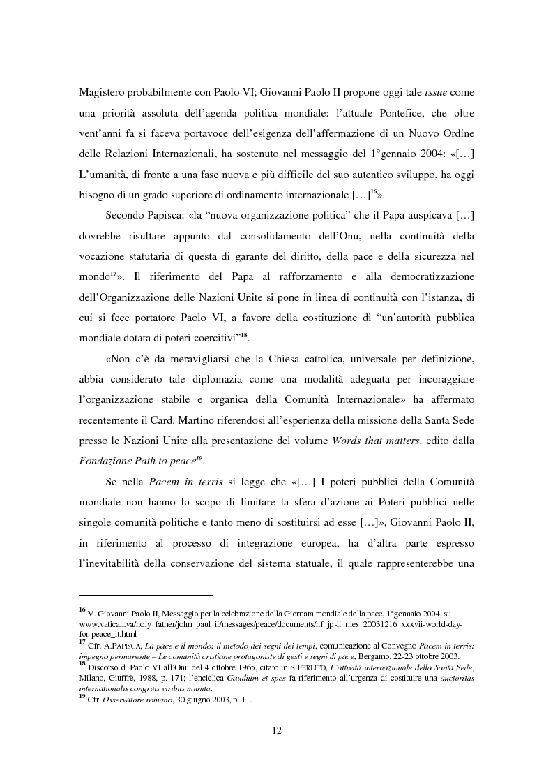 Anteprima della tesi: Il ruolo della Chiesa cattolica nella promozione della pace e della sicurezza internazionali: la Santa Sede ed il conflitto iracheno 2002-2004, Pagina 6