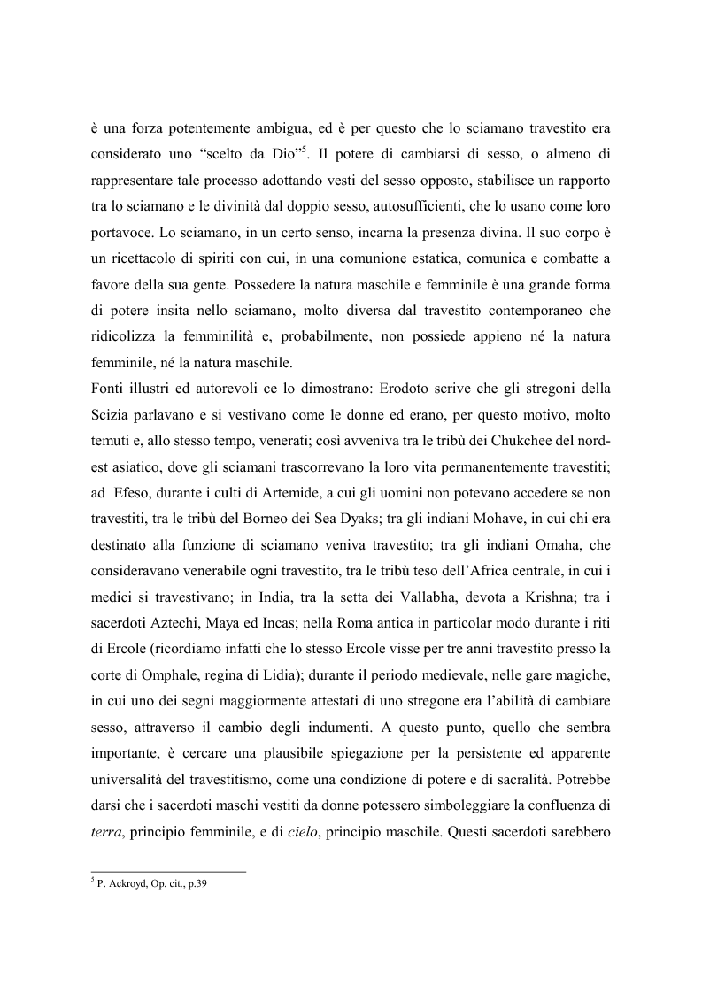 Anteprima della tesi: Il travestitismo. Rito e rappresentazione. Dalle antiche culture tribali ai giorni nostri., Pagina 6