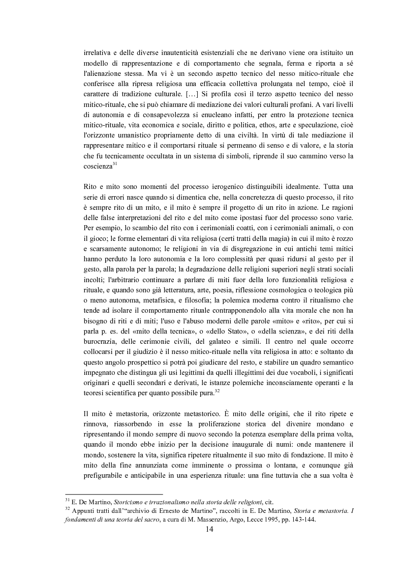 Anteprima della tesi: Ernesto de Martino e l'esorcismo culturale: dal simbolo mitico-rituale all'umanesimo integrale, Pagina 14