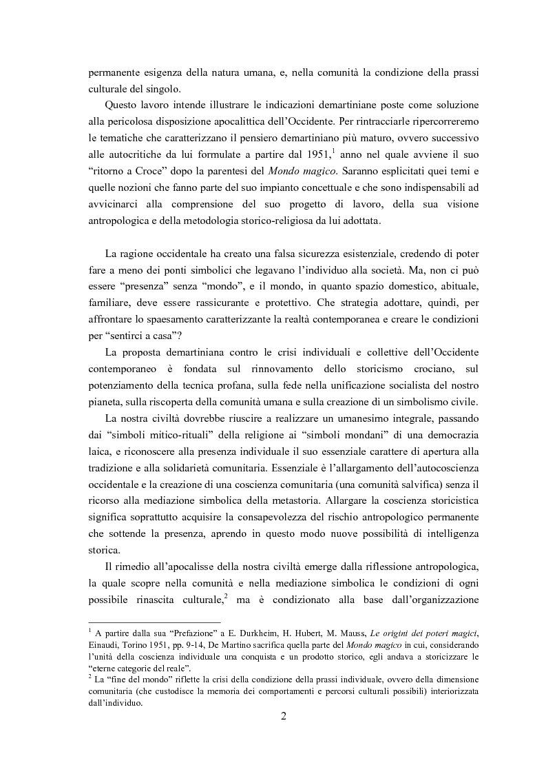 Anteprima della tesi: Ernesto de Martino e l'esorcismo culturale: dal simbolo mitico-rituale all'umanesimo integrale, Pagina 2