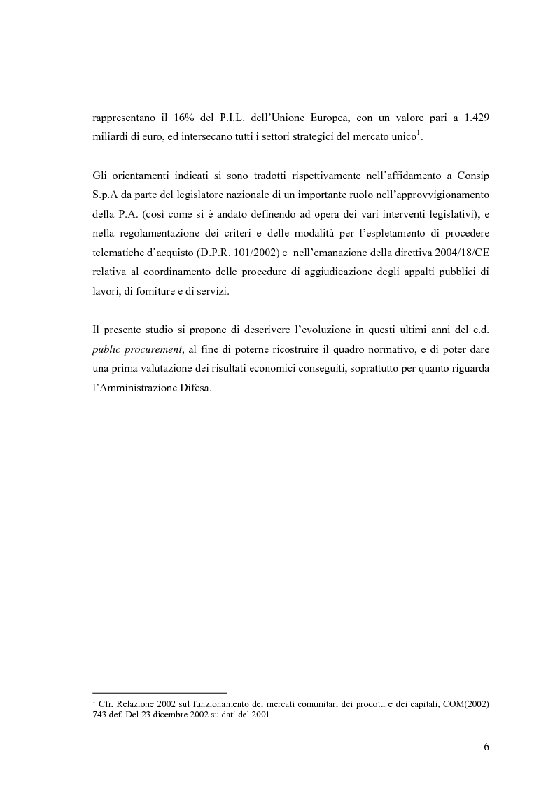 Anteprima della tesi: La centralizzazione degli acquisti e le procedure e-procurement, Pagina 4