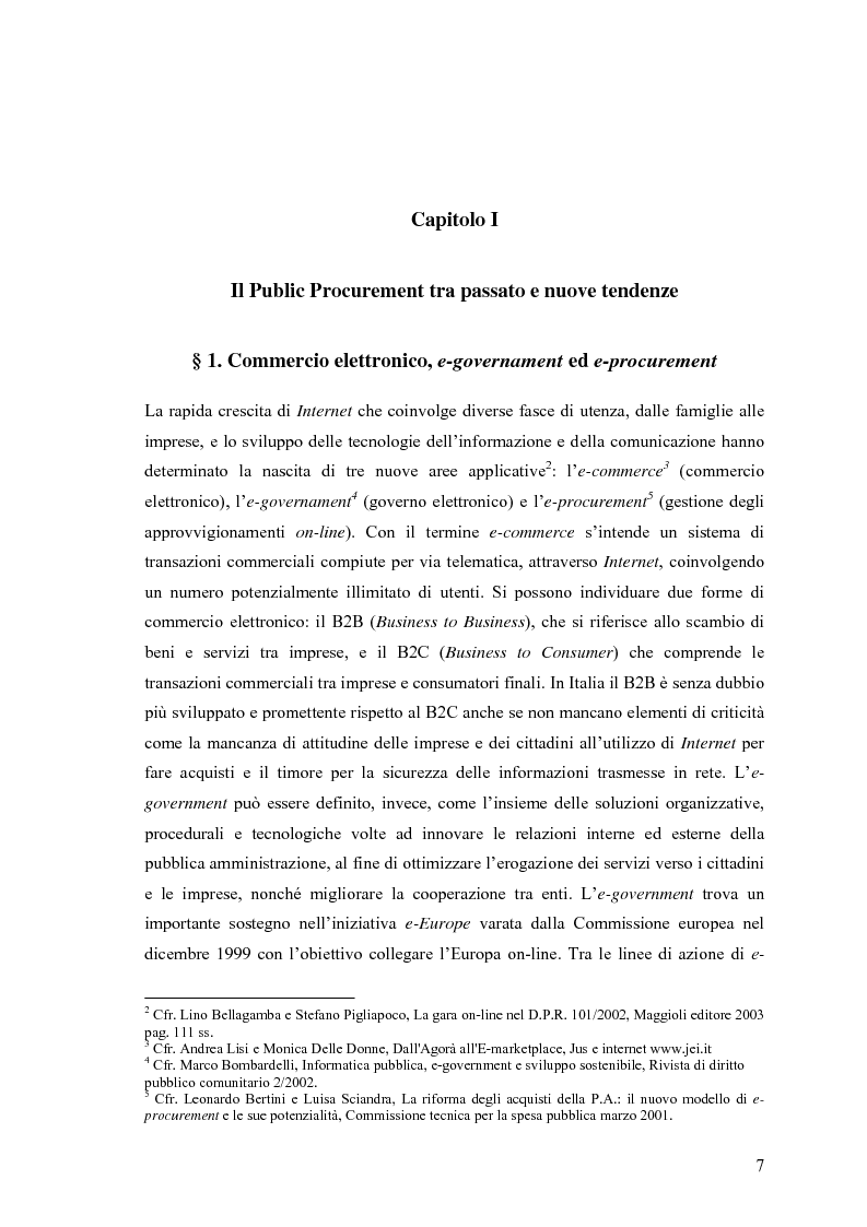 Anteprima della tesi: La centralizzazione degli acquisti e le procedure e-procurement, Pagina 5