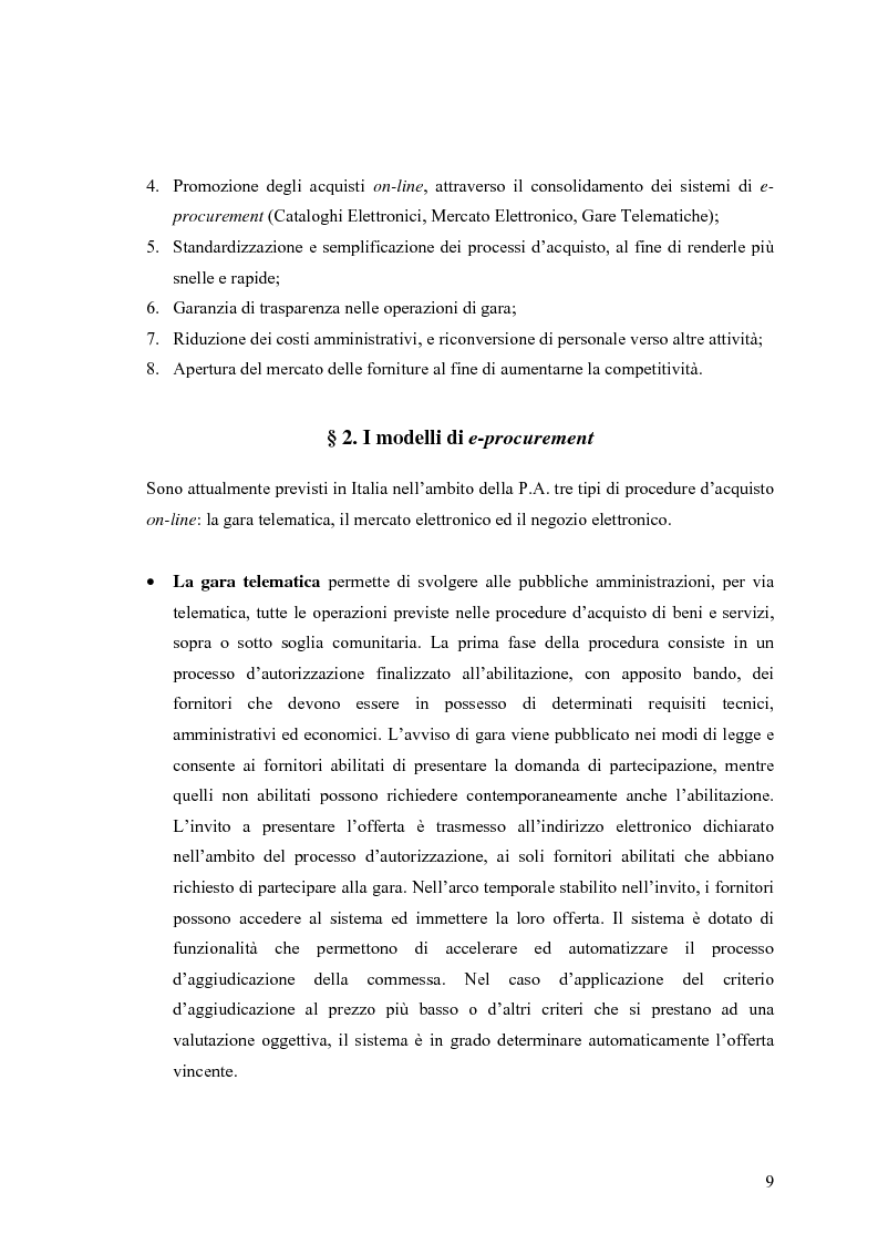 Anteprima della tesi: La centralizzazione degli acquisti e le procedure e-procurement, Pagina 7