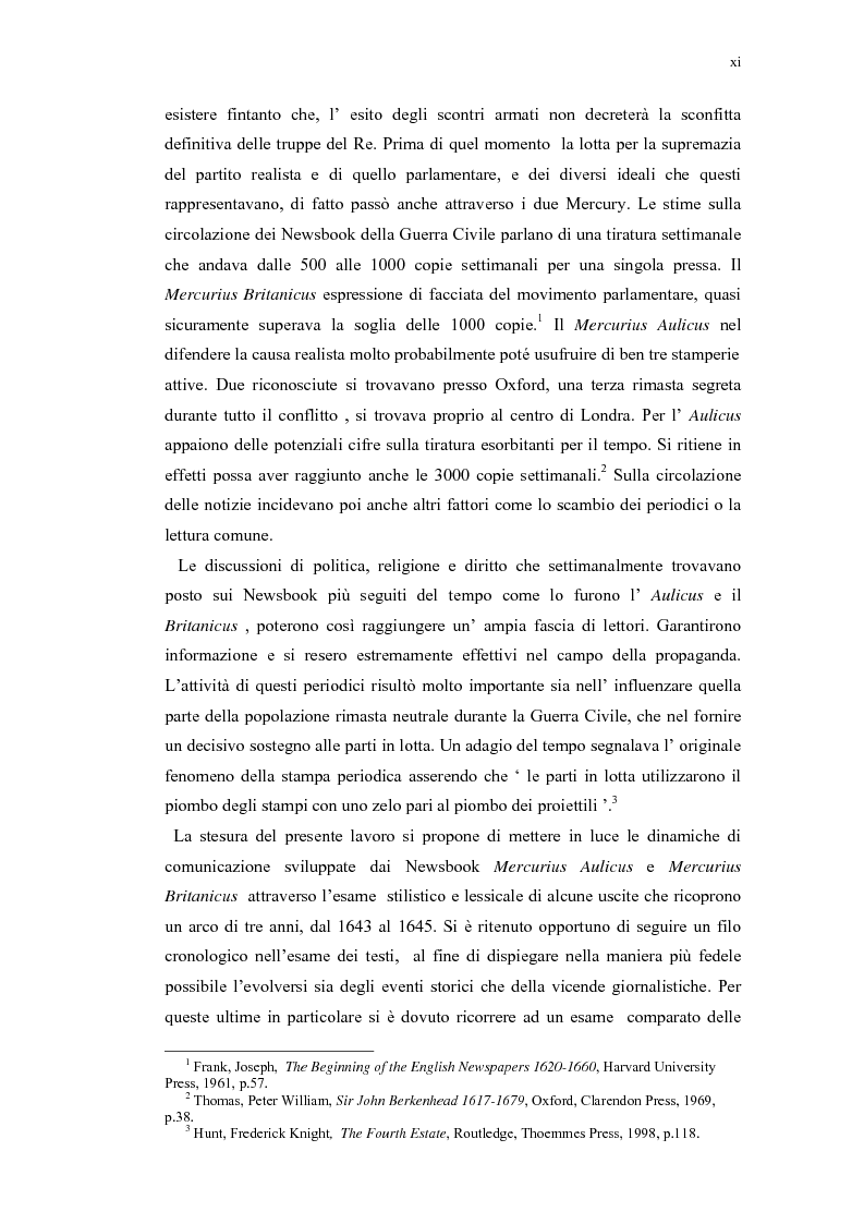 Anteprima della tesi: Mercurius Aulicus e Mercurius Britanicus: Informazione e Propaganda nella Guerra Civile Inglese, Pagina 11
