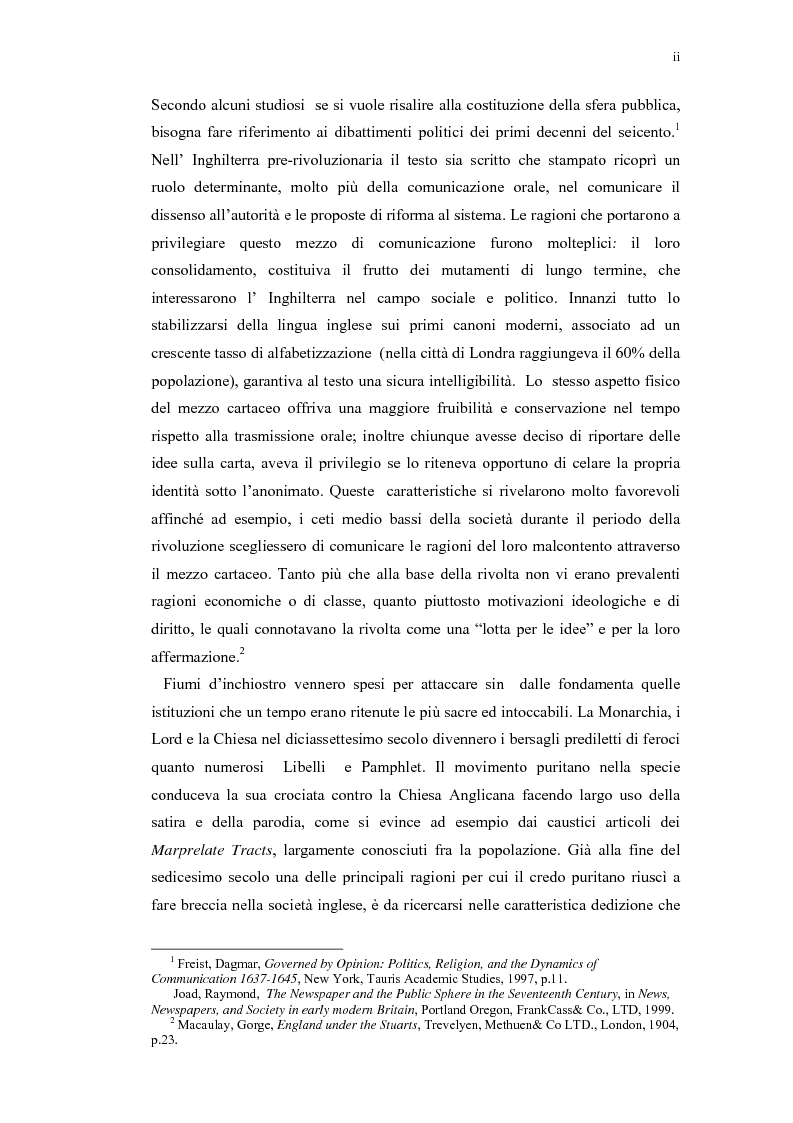 Anteprima della tesi: Mercurius Aulicus e Mercurius Britanicus: Informazione e Propaganda nella Guerra Civile Inglese, Pagina 2
