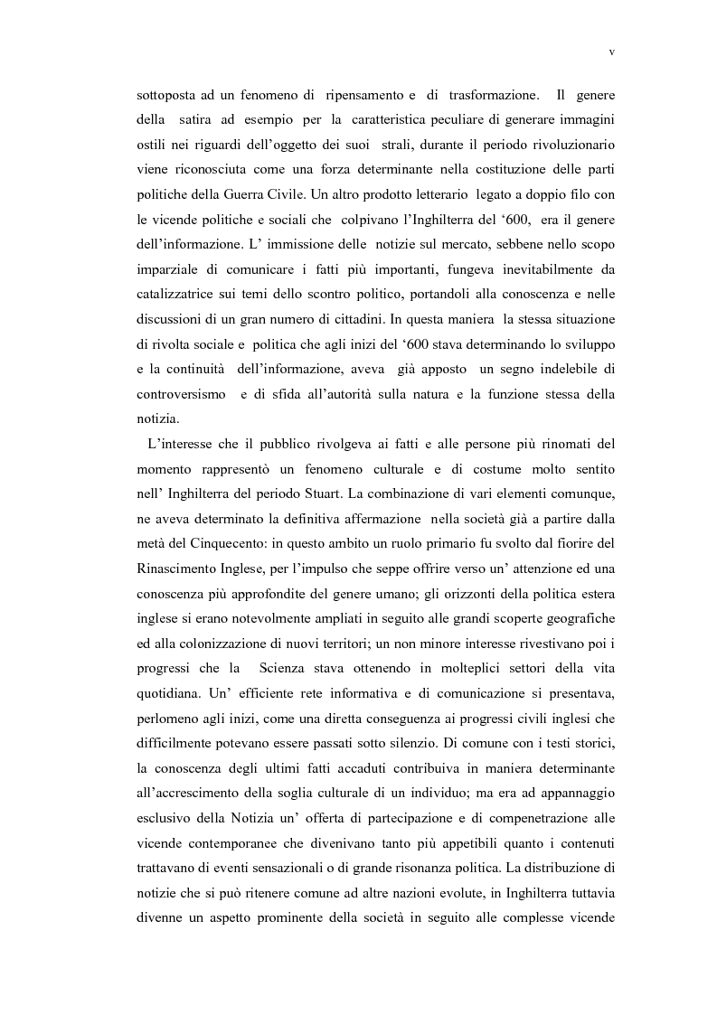 Anteprima della tesi: Mercurius Aulicus e Mercurius Britanicus: Informazione e Propaganda nella Guerra Civile Inglese, Pagina 5