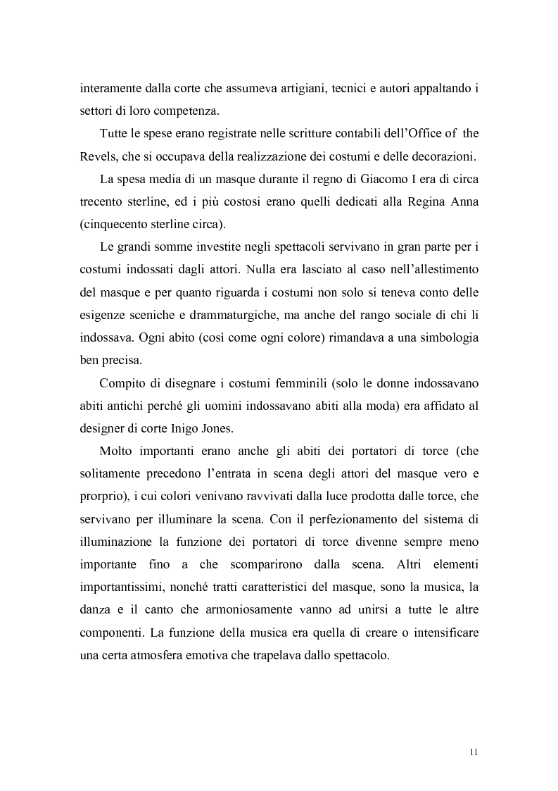 Anteprima della tesi: "The Masque of Queens" di Ben Jonson, Pagina 10