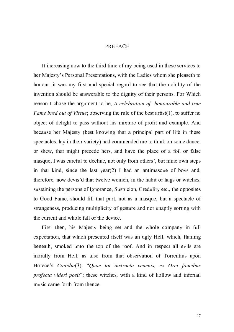 Anteprima della tesi: "The Masque of Queens" di Ben Jonson, Pagina 14
