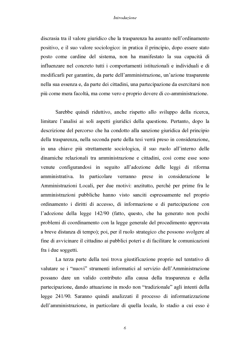 Anteprima della tesi: Trasparenza e informatizzazione nell'Amministrazione Locale, Pagina 6