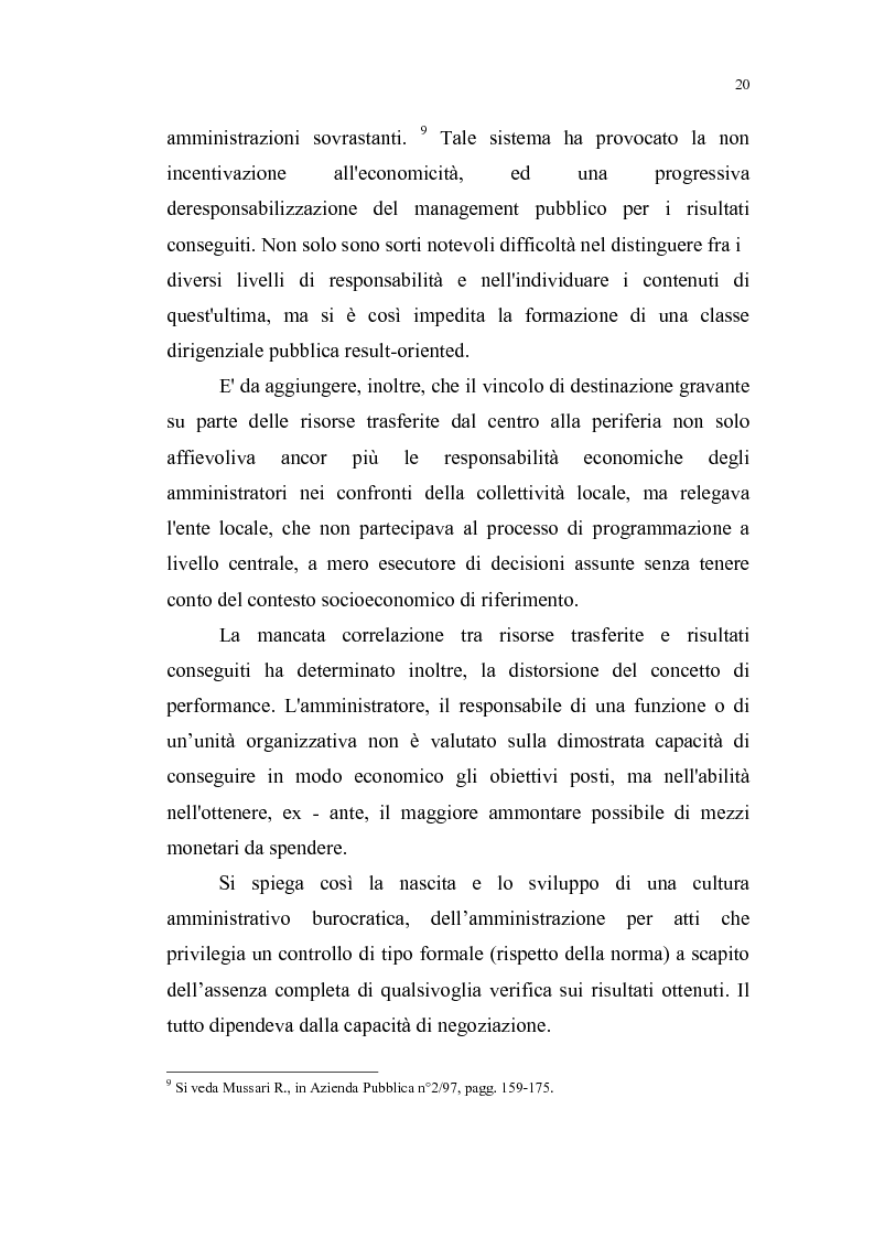 Anteprima della tesi: Il bilancio dell'ente locale come strumento di guida verso l'economicità della gestione, Pagina 13