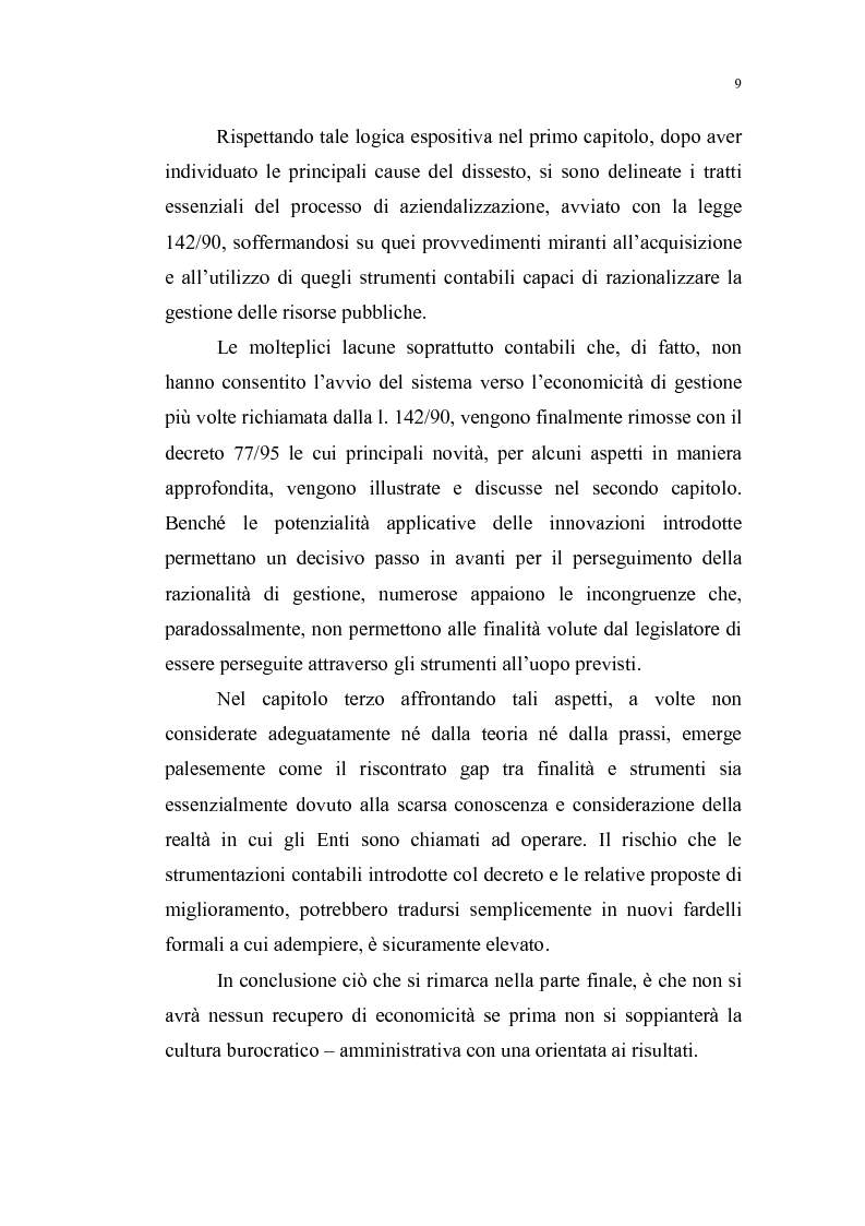 Anteprima della tesi: Il bilancio dell'ente locale come strumento di guida verso l'economicità della gestione, Pagina 2