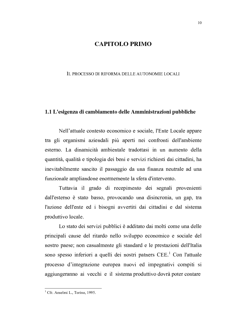 Anteprima della tesi: Il bilancio dell'ente locale come strumento di guida verso l'economicità della gestione, Pagina 3