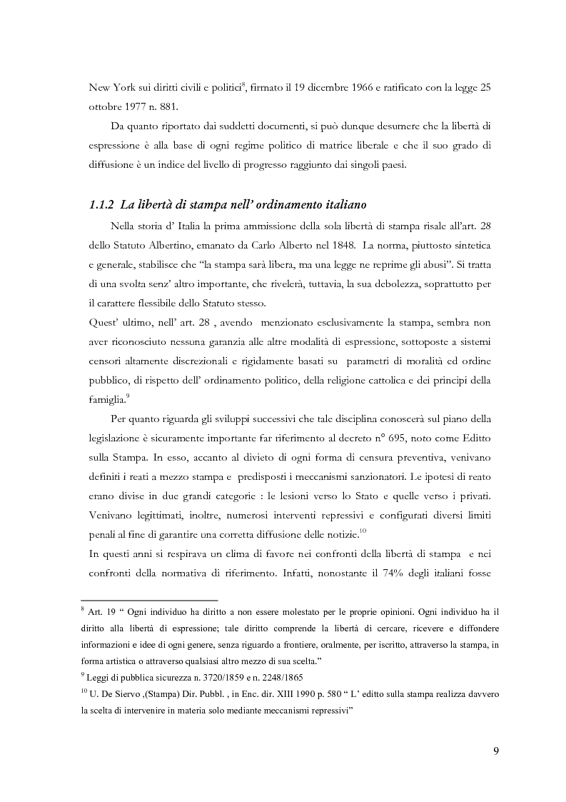 Anteprima della tesi: Disciplina delle pubblicazioni on line. La legge 7 marzo 2001 n. 62, Pagina 6