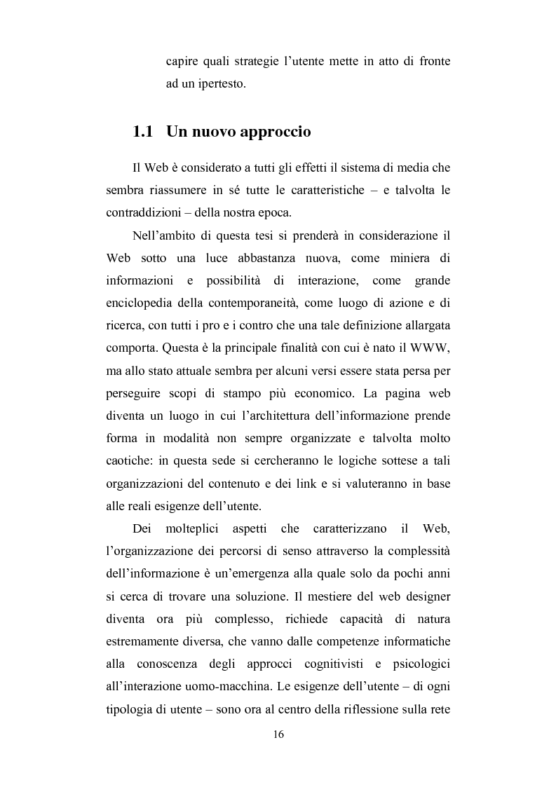 Anteprima della tesi: Cercare e trovare informazioni in Rete. Architettura delle informazioni e narratività, Pagina 12