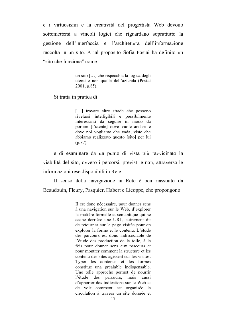 Anteprima della tesi: Cercare e trovare informazioni in Rete. Architettura delle informazioni e narratività, Pagina 13