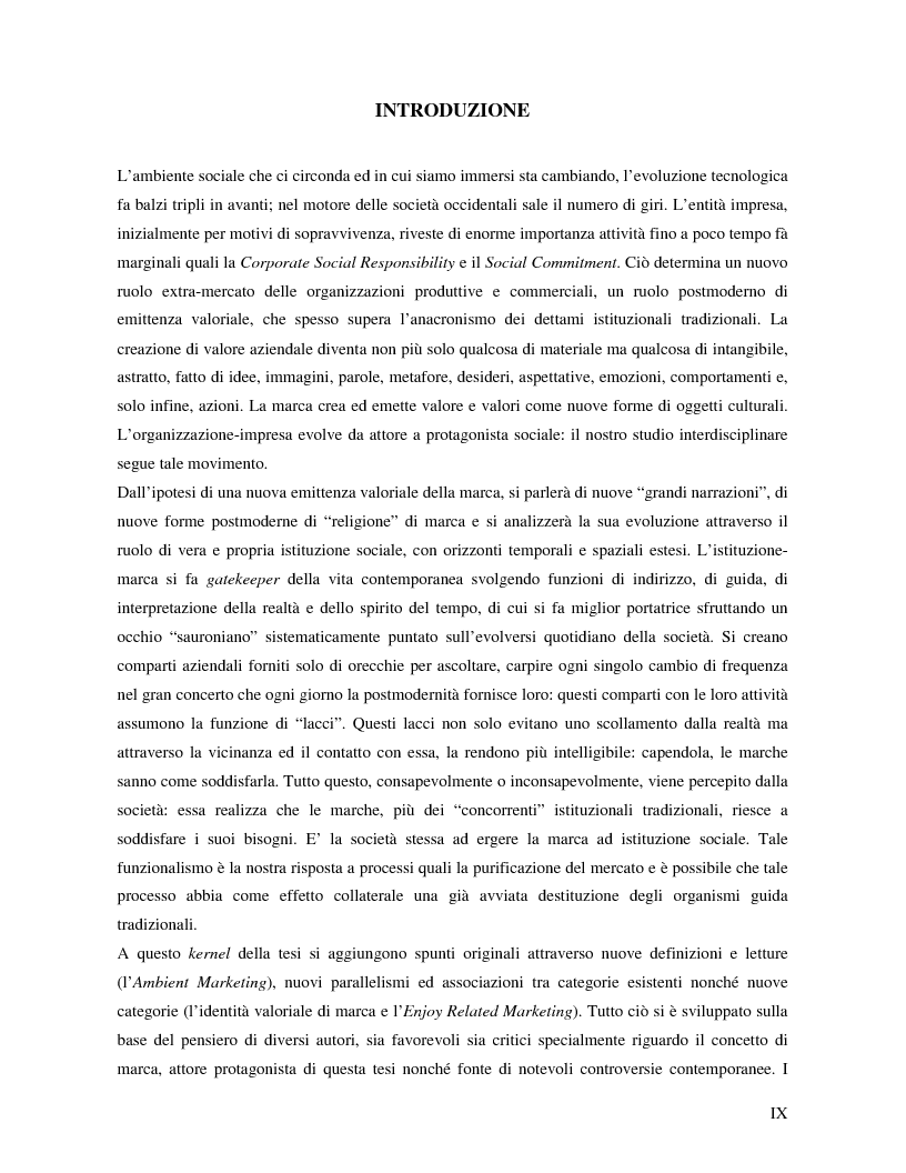 Anteprima della tesi: Marche e tessuto sociale: un approccio interdisciplinare. Dall'analisi dei valori di marca, all'ipotesi di una successione postmoderna delle istituzioni sociali., Pagina 3