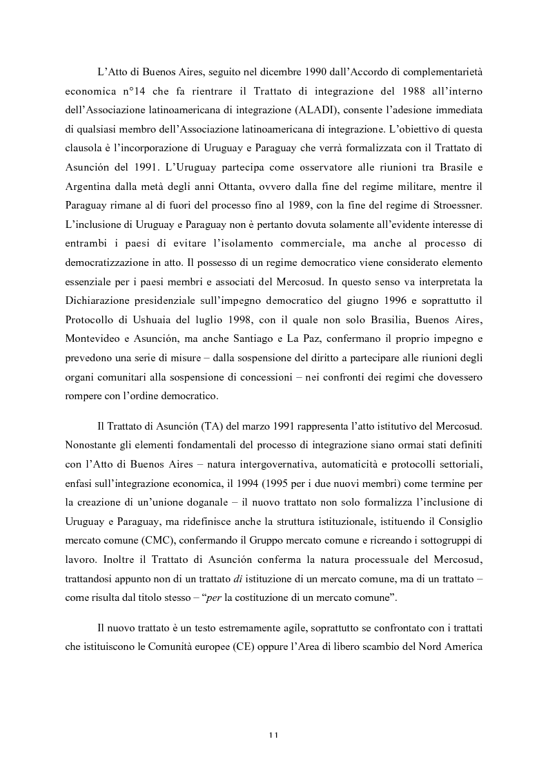 Anteprima della tesi: Le strutture decisionali del Mercosud, Pagina 7