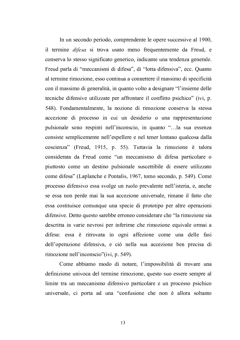 Anteprima della tesi: Il meccanismo della rimozione nella vita psichica - Sue connessioni con la scissione nella psicoanalisi delle psicosi, Pagina 10