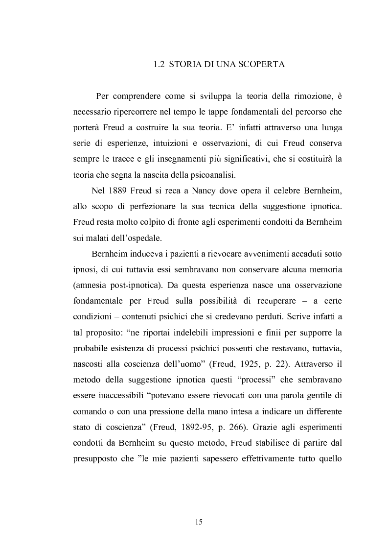 Anteprima della tesi: Il meccanismo della rimozione nella vita psichica - Sue connessioni con la scissione nella psicoanalisi delle psicosi, Pagina 12
