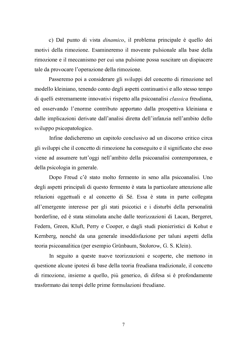 Anteprima della tesi: Il meccanismo della rimozione nella vita psichica - Sue connessioni con la scissione nella psicoanalisi delle psicosi, Pagina 4