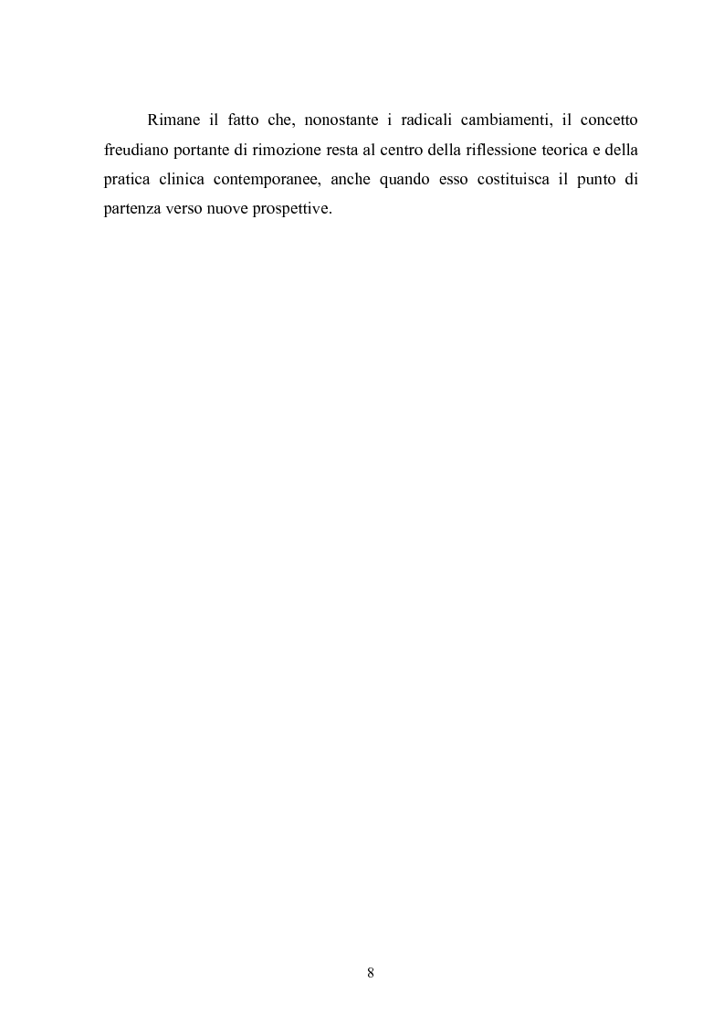 Anteprima della tesi: Il meccanismo della rimozione nella vita psichica - Sue connessioni con la scissione nella psicoanalisi delle psicosi, Pagina 5