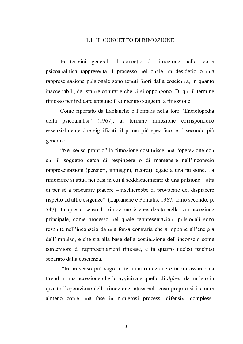 Anteprima della tesi: Il meccanismo della rimozione nella vita psichica - Sue connessioni con la scissione nella psicoanalisi delle psicosi, Pagina 7