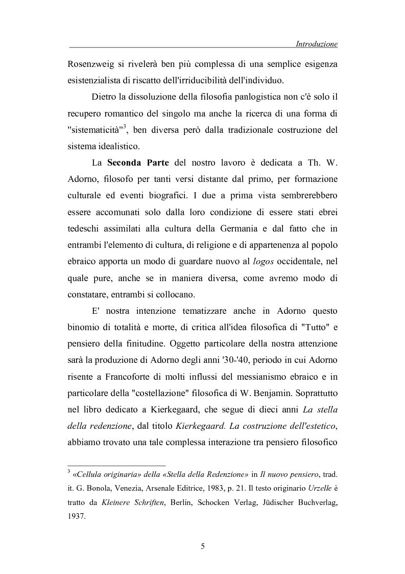 Anteprima della tesi: La morte come critica alla totalità: Franz Rosenzweig e Th. W. Adorno, Pagina 5