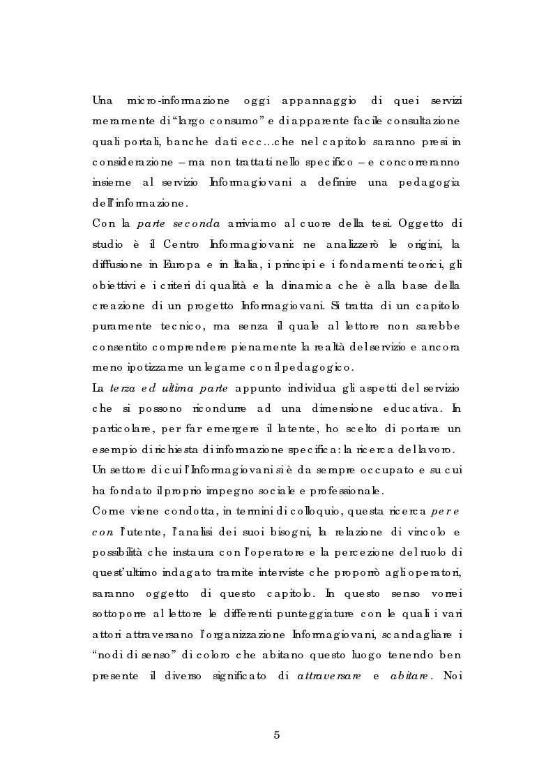 Anteprima della tesi: L' esperienza dell' Informagiovani . Una lettura pedagogica., Pagina 3