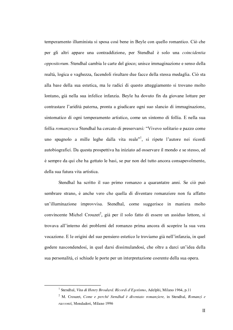 Anteprima della tesi: La concezione della bellezza nell'opera di Stendhal, Pagina 2