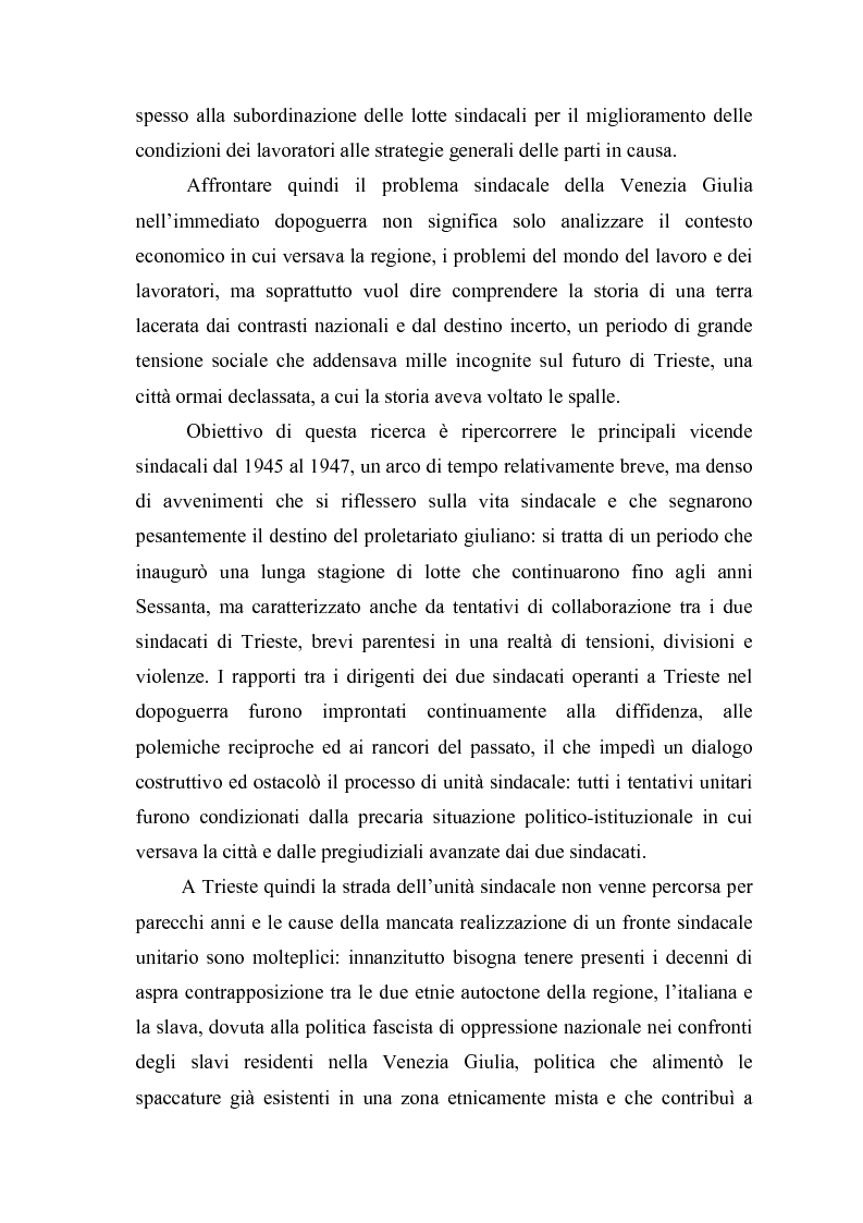 Anteprima della tesi: Il problema dell'unità sindacale a Trieste nell'immediato dopoguerra (1945 - 1947). L'esperienza della Commissione Centrale di Intesa Sindacale., Pagina 3