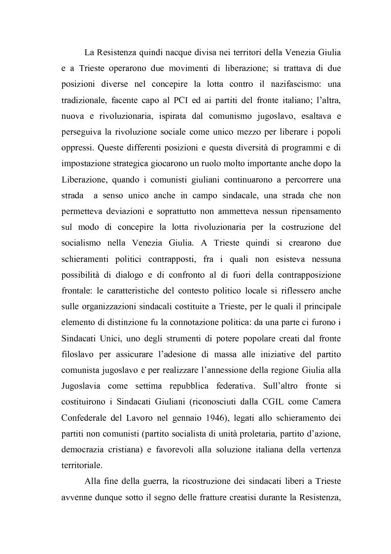 Anteprima della tesi: Il problema dell'unità sindacale a Trieste nell'immediato dopoguerra (1945 - 1947). L'esperienza della Commissione Centrale di Intesa Sindacale., Pagina 5
